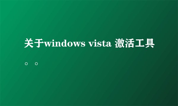 关于windows vista 激活工具。。