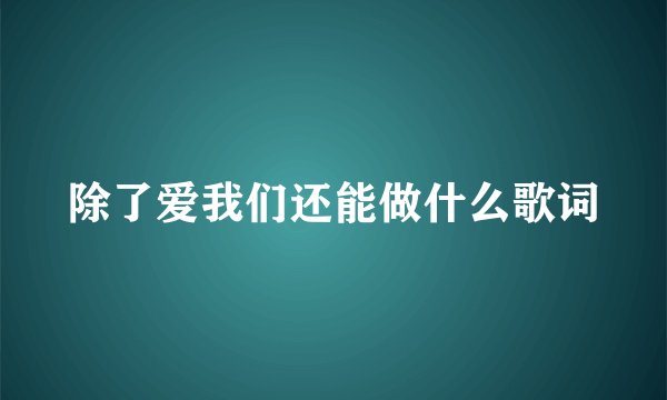 除了爱我们还能做什么歌词