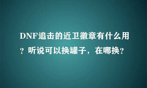 DNF追击的近卫徽章有什么用?听说可以换罐子,在哪换?