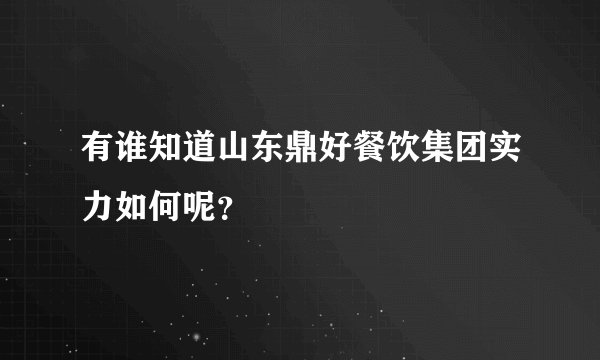有谁知道山东鼎好餐饮集团实力如何呢？