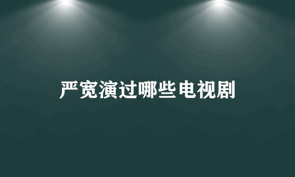 严宽演过哪些电视剧