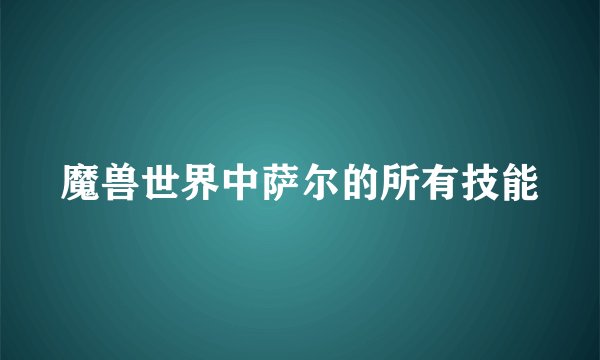 魔兽世界中萨尔的所有技能