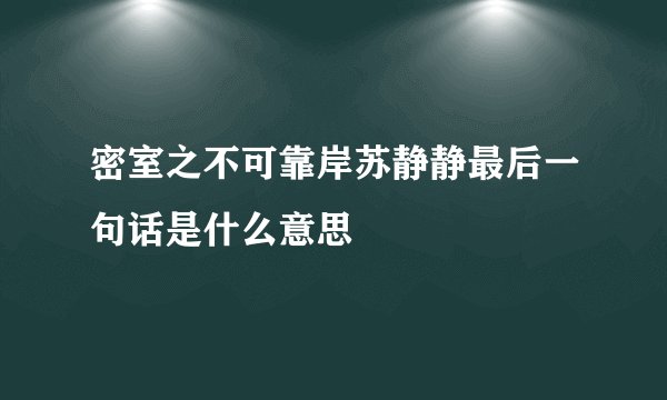 密室之不可靠岸苏静静最后一句话是什么意思