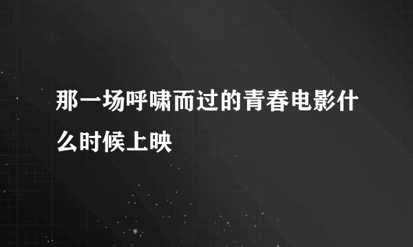 那一场呼啸而过的青春电影什么时候上映
