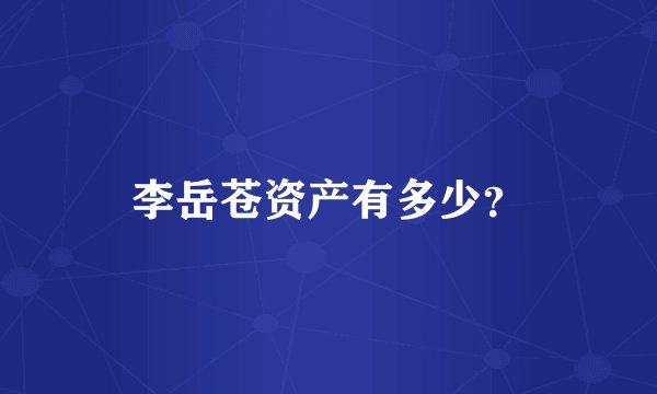李岳苍资产有多少？