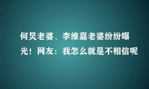 何炅老婆、李维嘉老婆纷纷曝光!网友:我怎么就是不相信呢