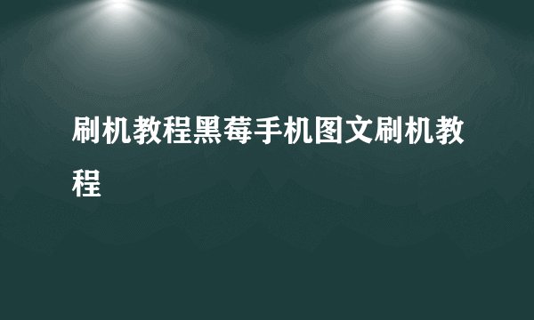 刷机教程黑莓手机图文刷机教程