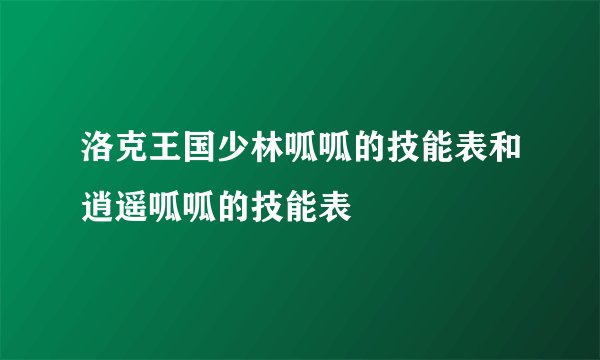 洛克王国少林呱呱的技能表和逍遥呱呱的技能表