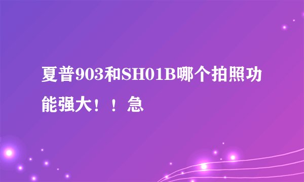 夏普903和SH01B哪个拍照功能强大！！急