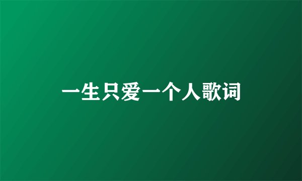 一生只爱一个人歌词