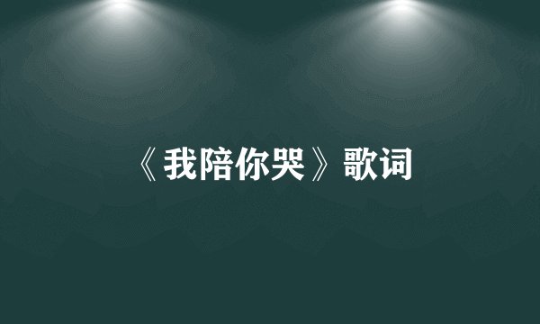 《我陪你哭》歌词