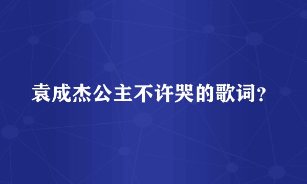 袁成杰公主不许哭的歌词?