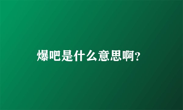 爆吧是什么意思啊？