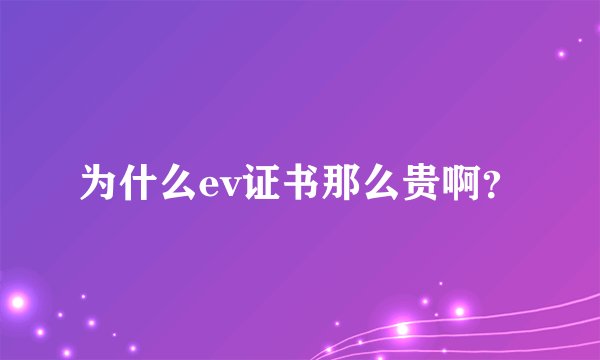 为什么ev证书那么贵啊？