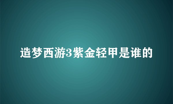 造梦西游3紫金轻甲是谁的