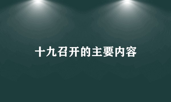 十九召开的主要内容