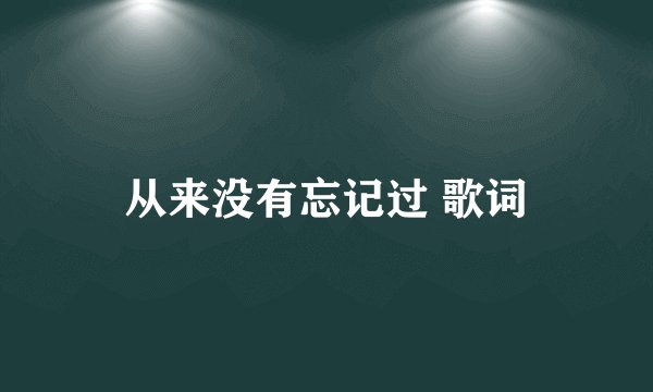 从来没有忘记过 歌词
