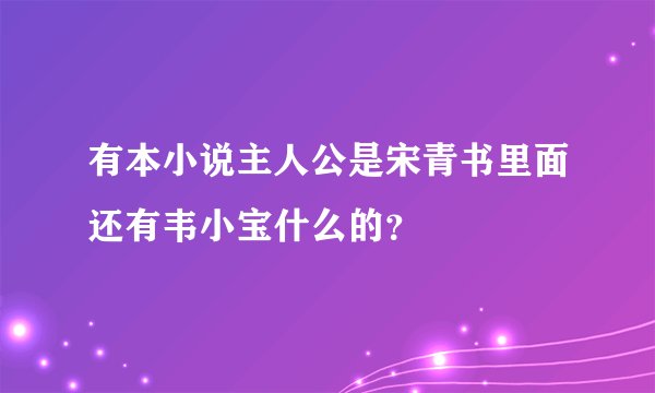 有本小说主人公是宋青书里面还有韦小宝什么的？