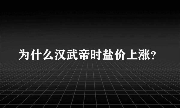 为什么汉武帝时盐价上涨？