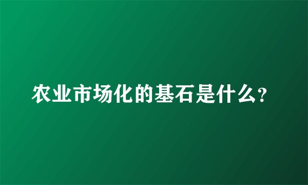 农业市场化的基石是什么？