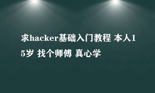 求hacker基础入门教程 本人15岁 找个师傅 真心学