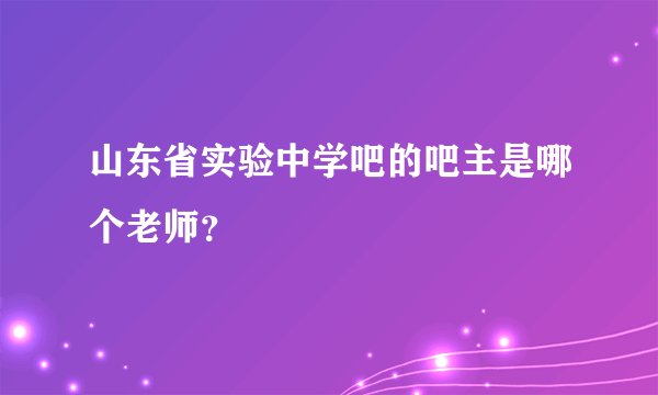 山东省实验中学吧的吧主是哪个老师？