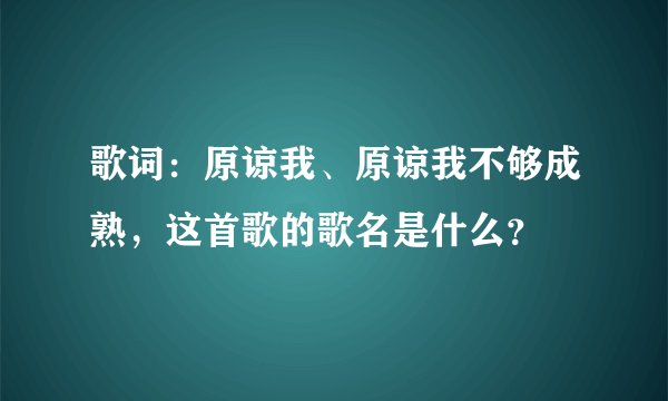 歌词：原谅我、原谅我不够成熟，这首歌的歌名是什么？