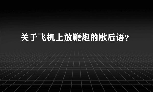 关于飞机上放鞭炮的歇后语？