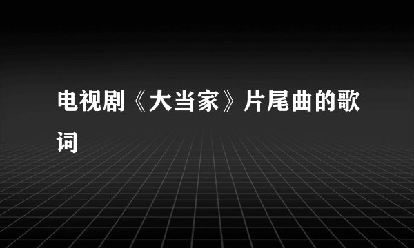 电视剧《大当家》片尾曲的歌词