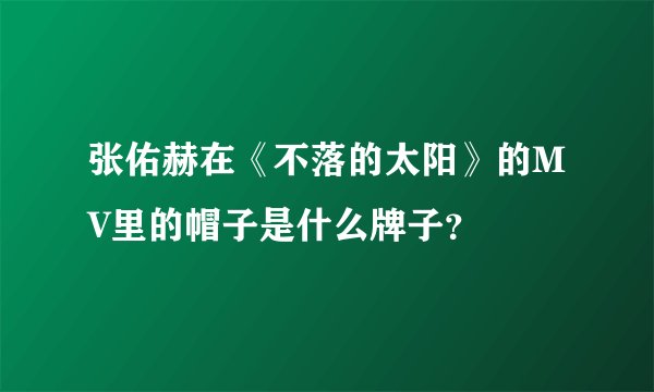张佑赫在《不落的太阳》的MV里的帽子是什么牌子？