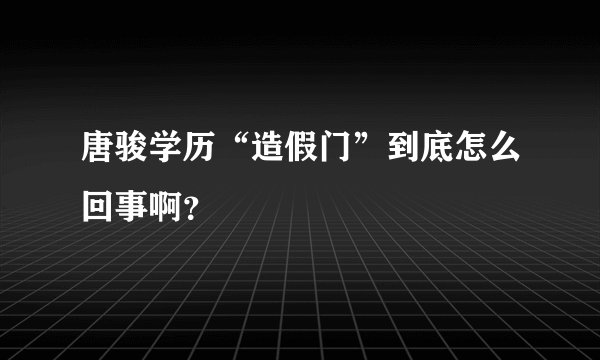 唐骏学历“造假门”到底怎么回事啊？