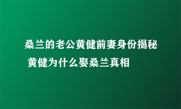 桑兰的老公黄健前妻身份揭秘 黄健为什么娶桑兰真相