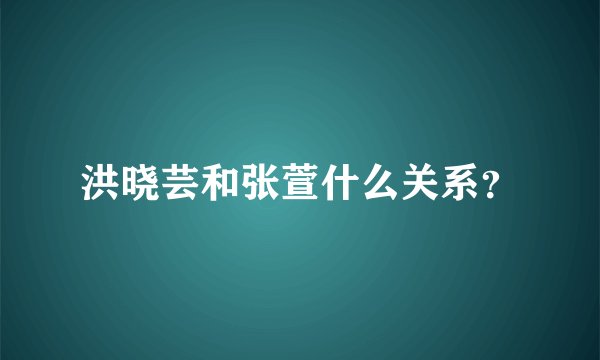 洪晓芸和张萱什么关系？