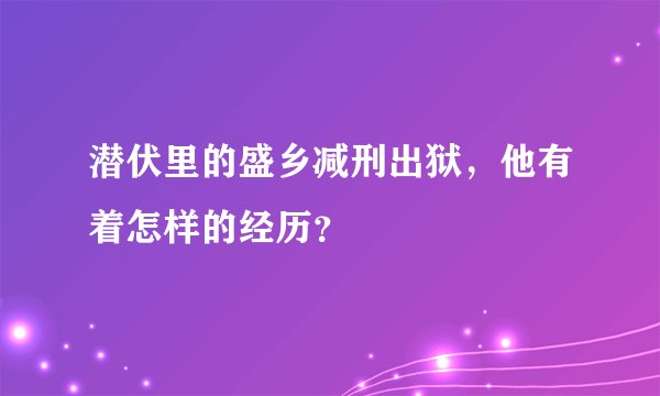 潜伏里的盛乡减刑出狱，他有着怎样的经历？