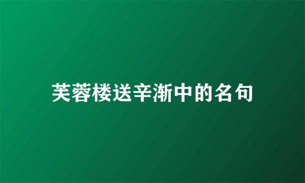 芙蓉楼送辛渐中的名句