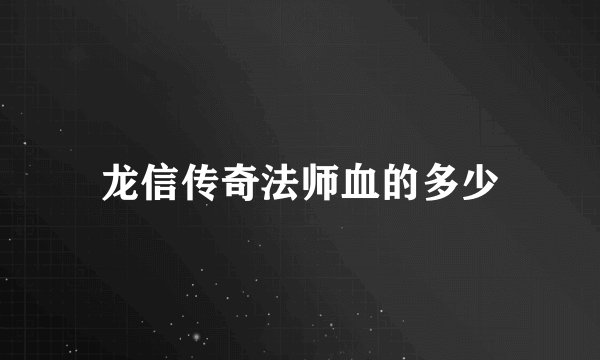 龙信传奇法师血的多少