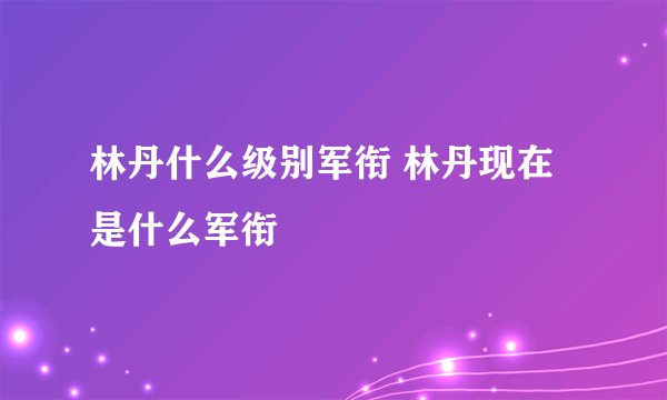 林丹什么级别军衔 林丹现在是什么军衔