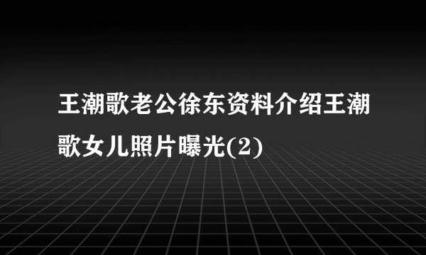 王潮歌老公徐东资料介绍王潮歌女儿照片曝光(2)