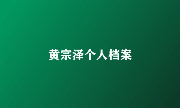 黄宗泽个人档案