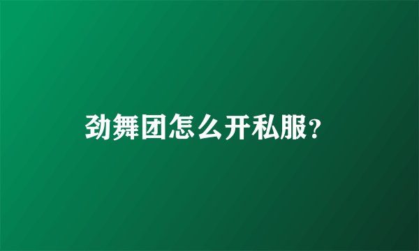 劲舞团怎么开私服？