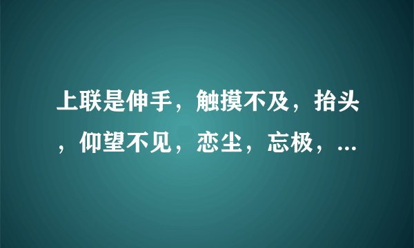 上联是伸手，触摸不及，抬头，仰望不见，恋尘，忘极，默离，伤败。下联是什么呀