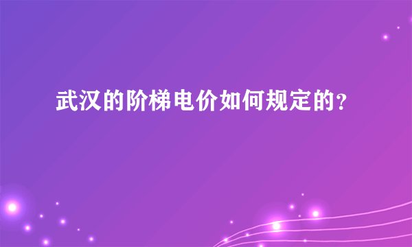 武汉的阶梯电价如何规定的？