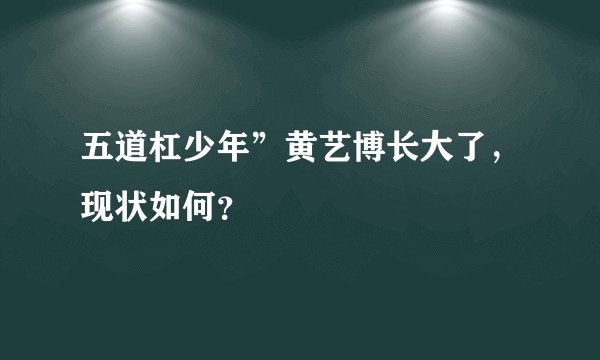 五道杠少年”黄艺博长大了，现状如何？