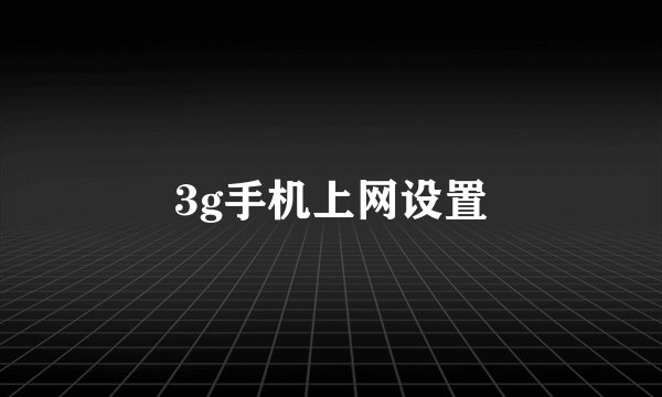 3g手机上网设置
