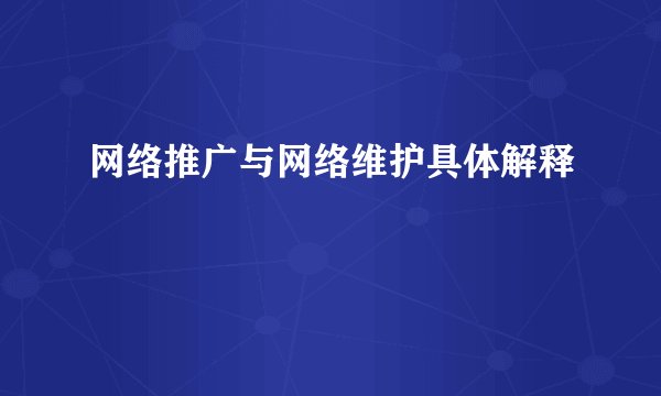 网络推广与网络维护具体解释
