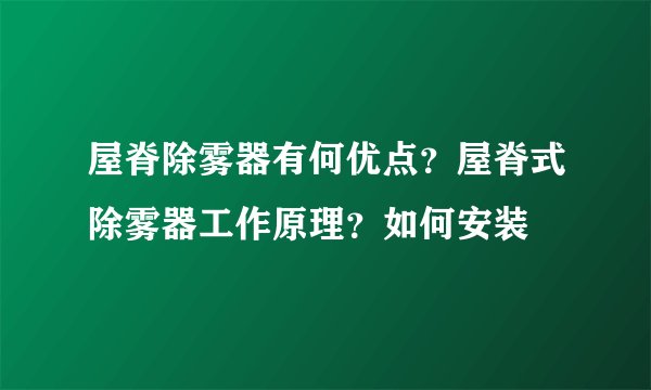 屋脊除雾器有何优点?屋脊式除雾器工作原理?如何安装