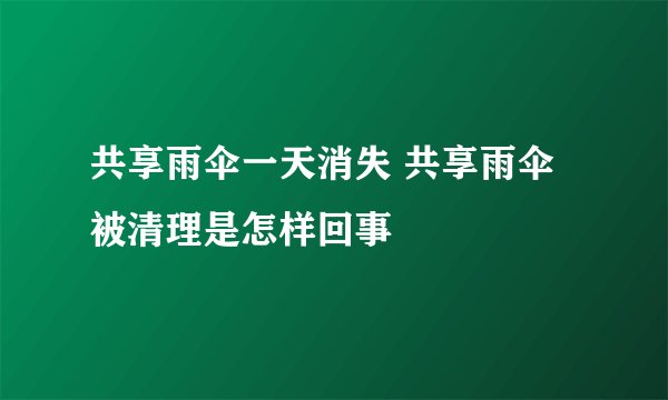 共享雨伞一天消失 共享雨伞被清理是怎样回事