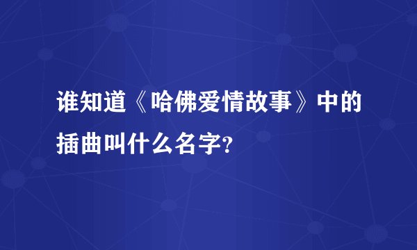 谁知道《哈佛爱情故事》中的插曲叫什么名字?