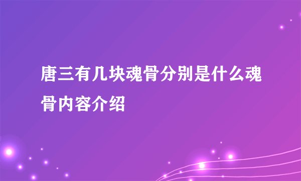 唐三有几块魂骨分别是什么魂骨内容介绍