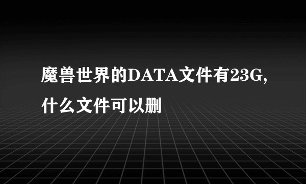 魔兽世界的DATA文件有23G,什么文件可以删